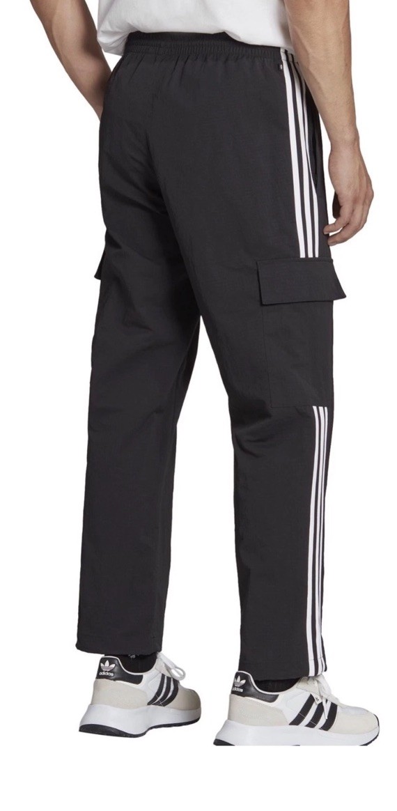 $80 Men’s ADIDAS ORIGINALS CARGO Trefoil Track PANTS Medium HR3364 Black White thumbnail 4