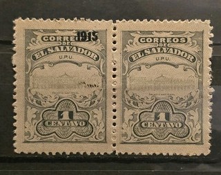 El Salvador Error Variety MH Scott 414 National Palace Ovpt VF Shifted Omitted