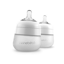 Nanobebe Flexy Silicone Baby Bottle, Anti-Colic, 2 Count Pack of 1 , White