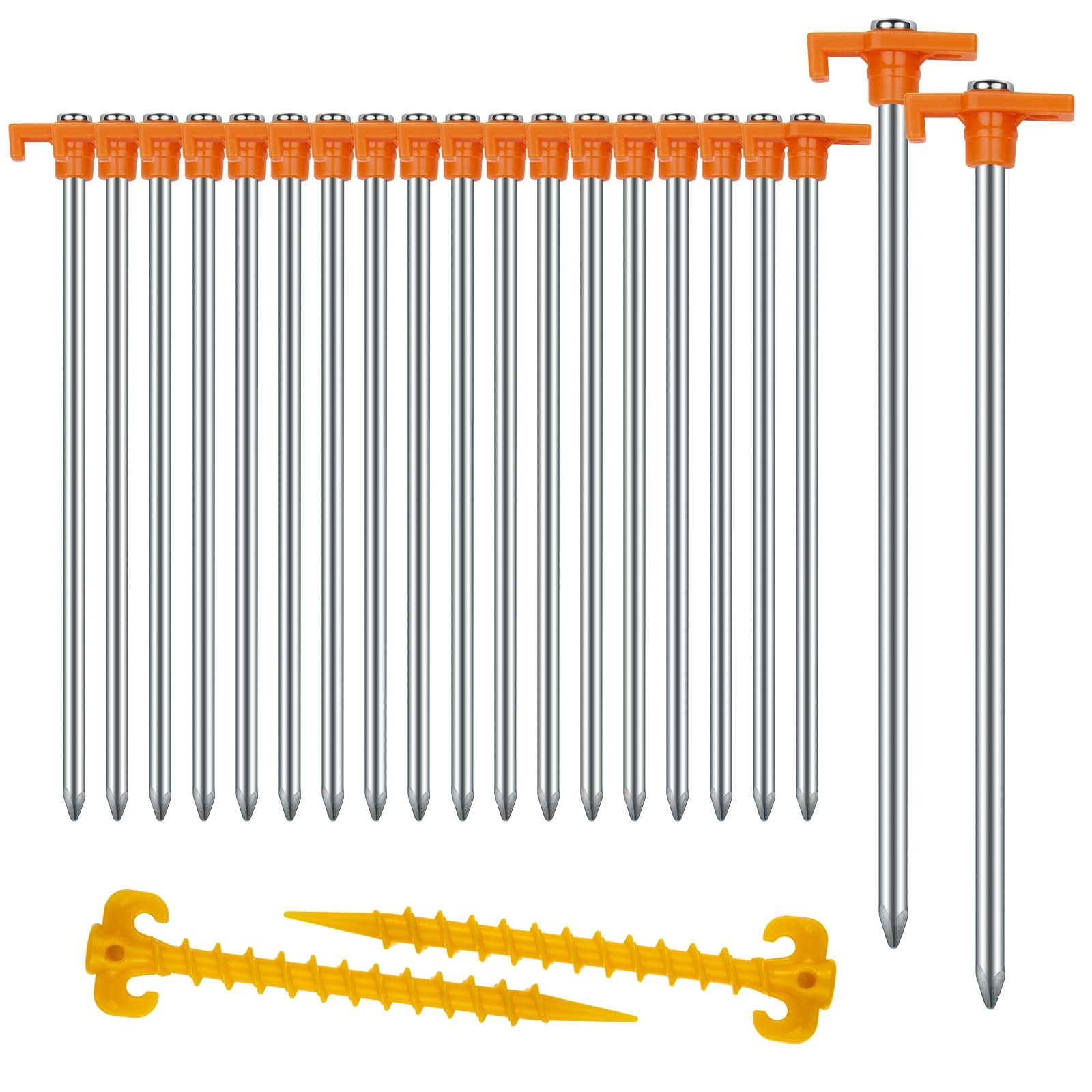 Piquets de tente robustes lot de 20 sardines en acier anti-torsion pour sol dur