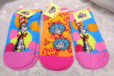 Mad Dog Lot/3 Pair Girl's DR. SEUSS No-Show Socks Size 7-9  2013 copy  NEW 