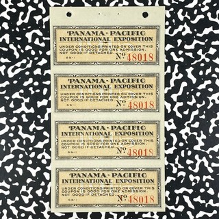 1915 U.S. Panama Pacific International Expo. 4x Admission Ticket Sheet Lot#HZ254
