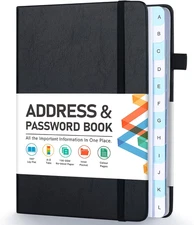Address Book, Address and Password Keeper Book with Alphabetical Tabs, Hardcover