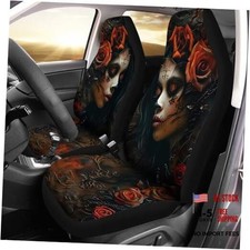 Car Seat Covers Print Set Of 2 Auto Accessories Waterproof Rose Devil Girl