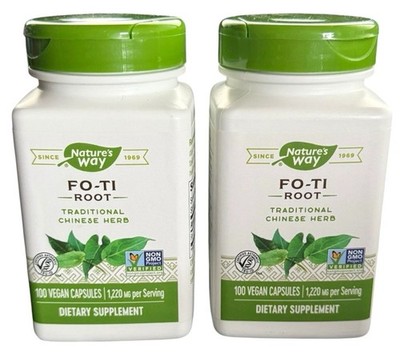 2 Pack Foti Root Capsules, Nature's Way Fo-Ti, 2x 100 Vegan Caps (200) Ex 7/2030