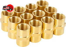 12 Pack Air Hose Fittings, Brass Pipe Fitting, Coupling 1/4" x 1/4" NPT Female