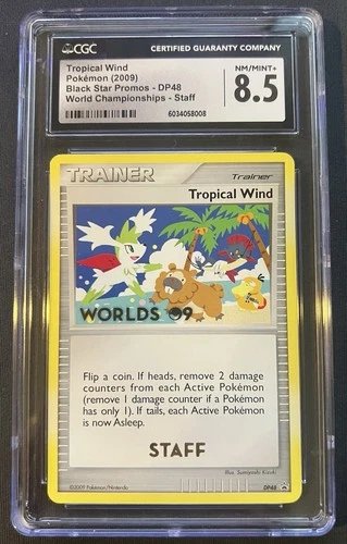 2009 POKEMON BLACK STAR PROMOS WORLD CHAMP STAFF #DP48 TROPICAL WIND CGC 8.5