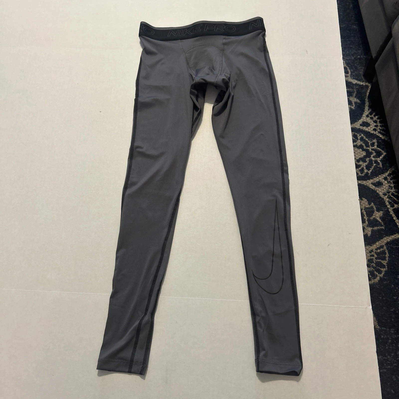 Nike Men's Pro Full Length Grey Dri-FIT Training Tights DD1913-068 Size Small