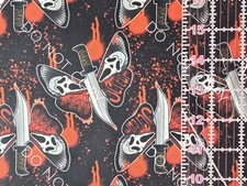 Custom 100 Cotton Woven Scream Movie Ghostface Moth Knife By the 1/4 Yard 9x56