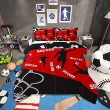 Boys Soccer Bedding Set - Queen Size,Soccer Comforter,Sports Ball Game Court ...