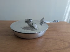 Hammered Aluminum Silent Butler Crumb Catch Continental 805 with Rose MCM 1950s