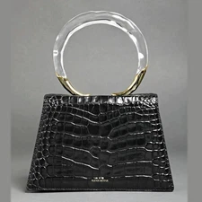 Alexis Bittar Liquid Lucite Quad Top Handle Leather Bag Convertible (MSRP $745)