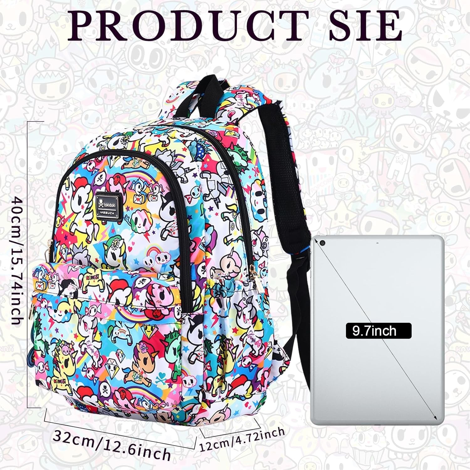 Tokidoki Canvas Backpack for Women,Business Sturdy Fits 15.6 Inch Notebook Bookb