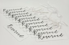 12 Reserved Sign For Wedding Chairs Clear Acrylic Black Writing White Writing