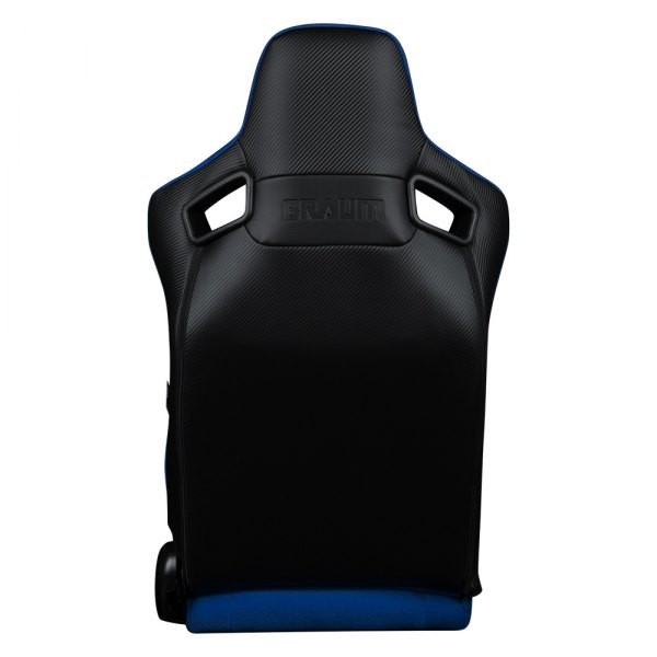 BRAUM Elite-S Series Racing Seats – Black Leatherette and Blue Fabric – Reclinin