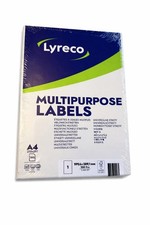 Lyreco A4 Multipurpose Labels 199.6 x 289.1 mm (100 Sheets) Cheapest On EBay