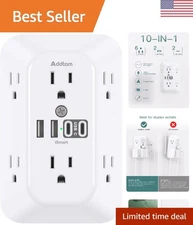 Surge Protector Outlet Extender, 6-Outlet Splitter with 4 USB Wall Charger2 U...