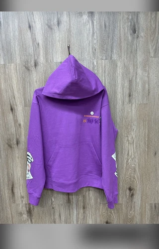 Felpa con cappuccio Chrome Hearts x Matty Boy "Voglio di più non di meno" viola TAGLIA SMALL NUOVA