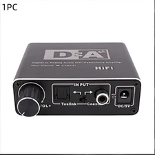 1 Digital to Analog Audio Converter 3.5mm Adapter W/ Fiber Cable RCA Out optical