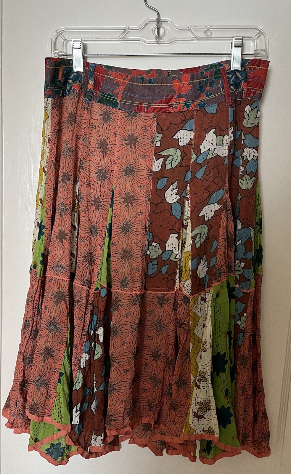 Lux Anthropologie Multicolor Patchwork Skirt Size… - image 4