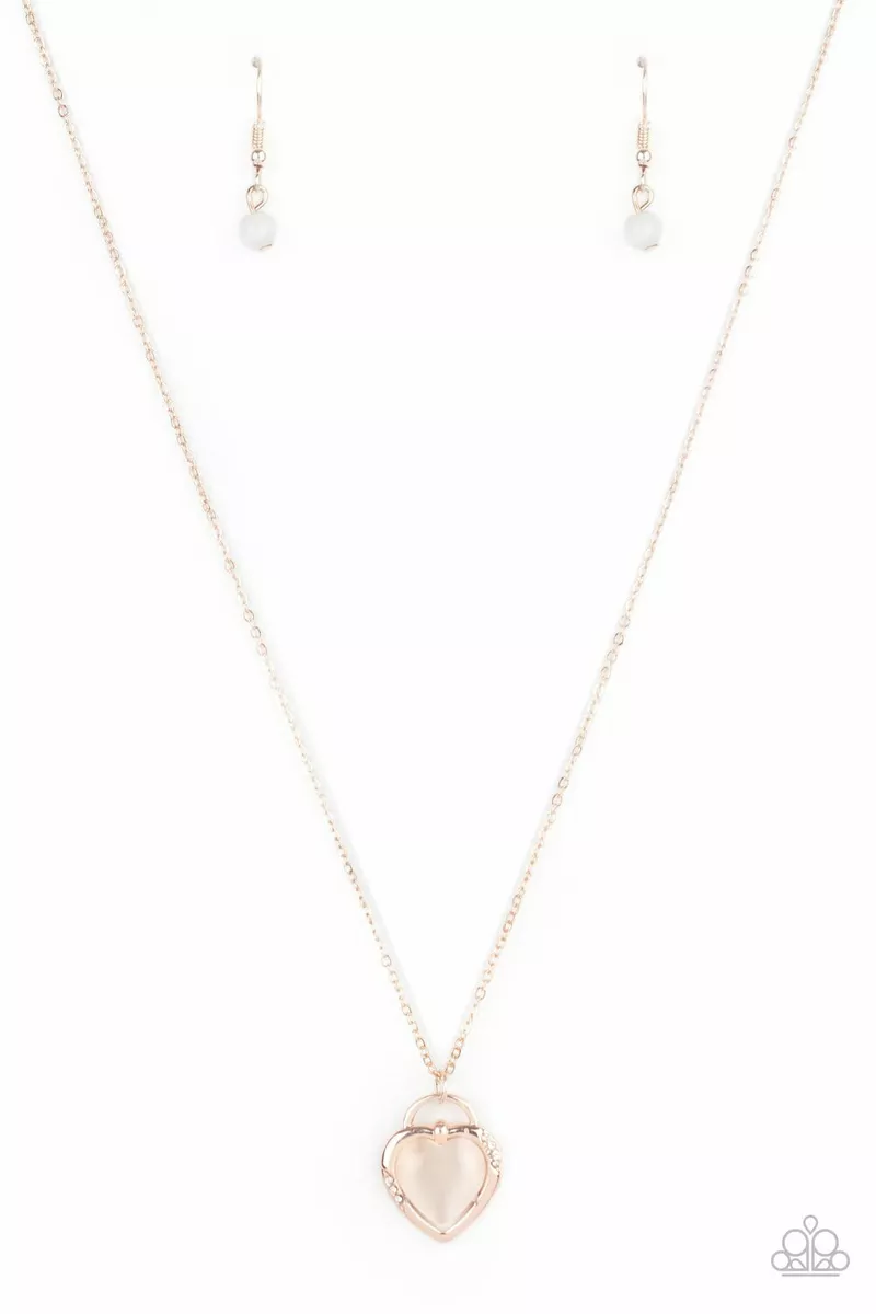 Rose gold heart necklace best sale paparazzi