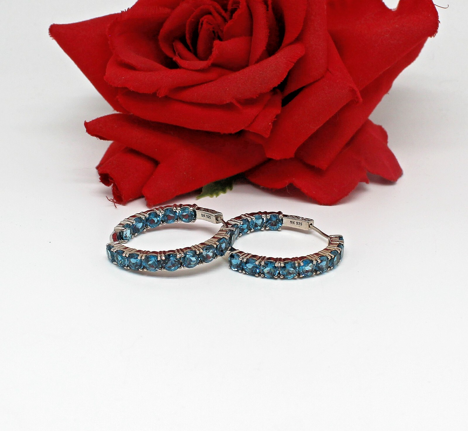 Sterling Silver JTV Blue Topaz Hoop Earrings 14.98g Cat Rescue Support