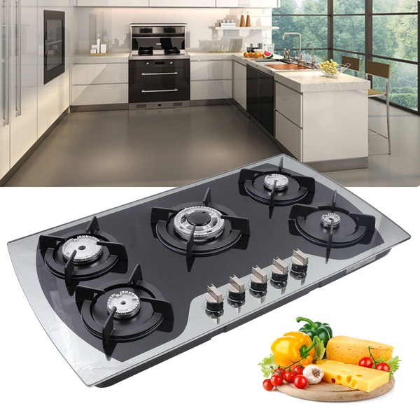 Placa de gas 90 cm 5 quemadores de llama acero inoxidable placa de cocina placa de cocina empotrada 5 llamas
