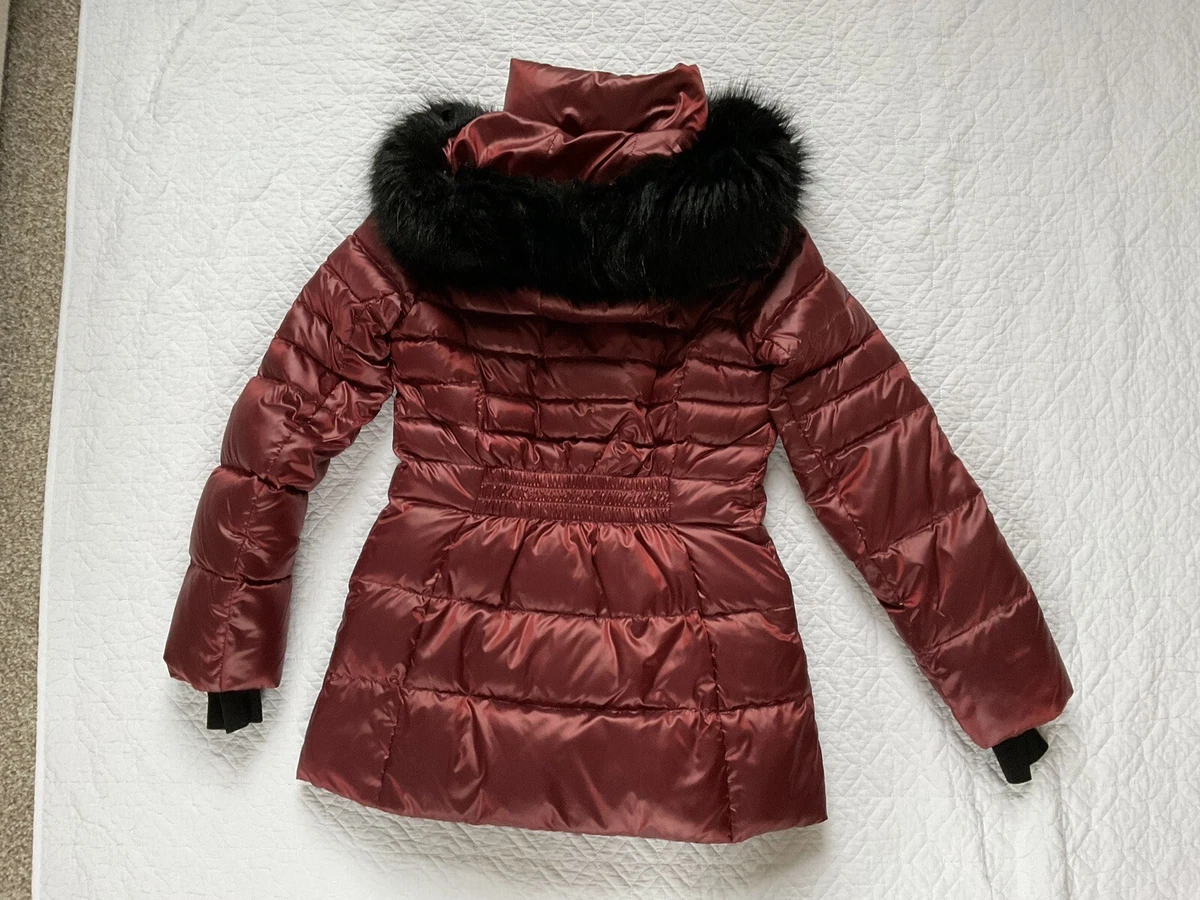 Karen millen red fur best sale coat