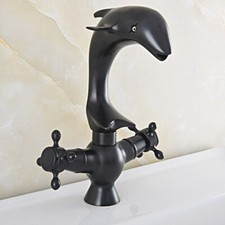 Black Oil Rubbed Brass Dolphin Shape Bathroom Swivel Faucet Mixer Tap ssf842