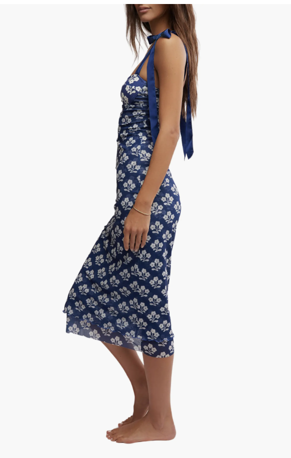 New Free People Intimately Floral Layered Mesh SlipDress Women's Sz Large
