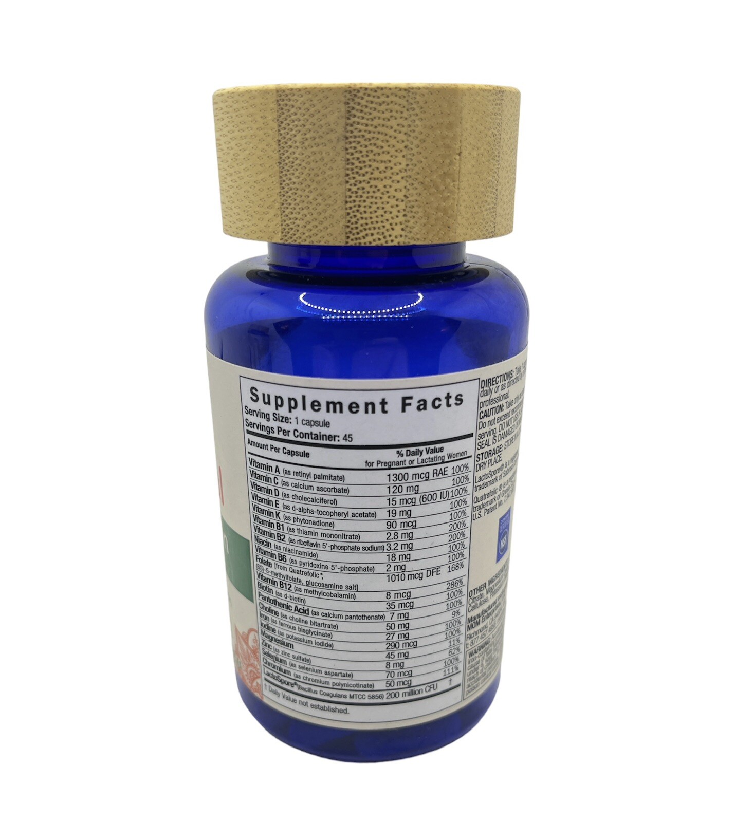 Mommys Bliss PRENATAL Multivitamin + IRON B Vitamins 45 Caps EXP 11/