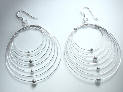 Multi konzentrische Creolen 925 Sterling Silber Ohrringe federleicht 2,1 Gramm
