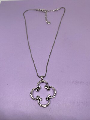 Brighton Silvertone Necklace with Rhinestone Clover Pendant | eBay