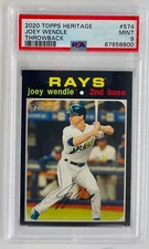 2020 Topps Heritage High JOEY WENDLE PSA 9 Throwback Variation SSP 574 Rays Pop1