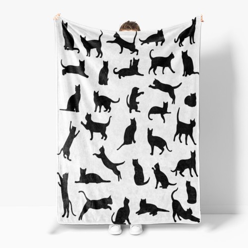 Set of 2 Soft Cat Flannel Blanket Fluffy Throw Blanket For Sofa Couch