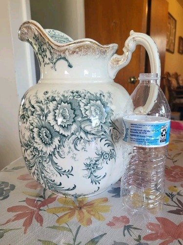 Antique Maddocks Lamberton Works Royal Porcelain Large Floral Pitcher - Picture 5 of 5