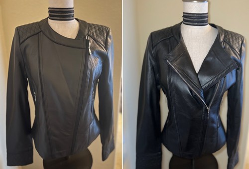 WHITE HOUSE BLACK MARKET * BLACK LEATHER MOTO JACKET* 100% LEATHER * SIZE M NWT - Picture 6 of 21