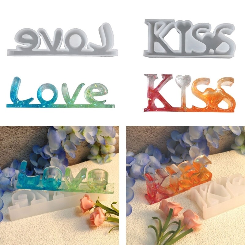 3D Letter Silicone Molds for DIY Love Kiss Epoxy Resin Valentine Crafts