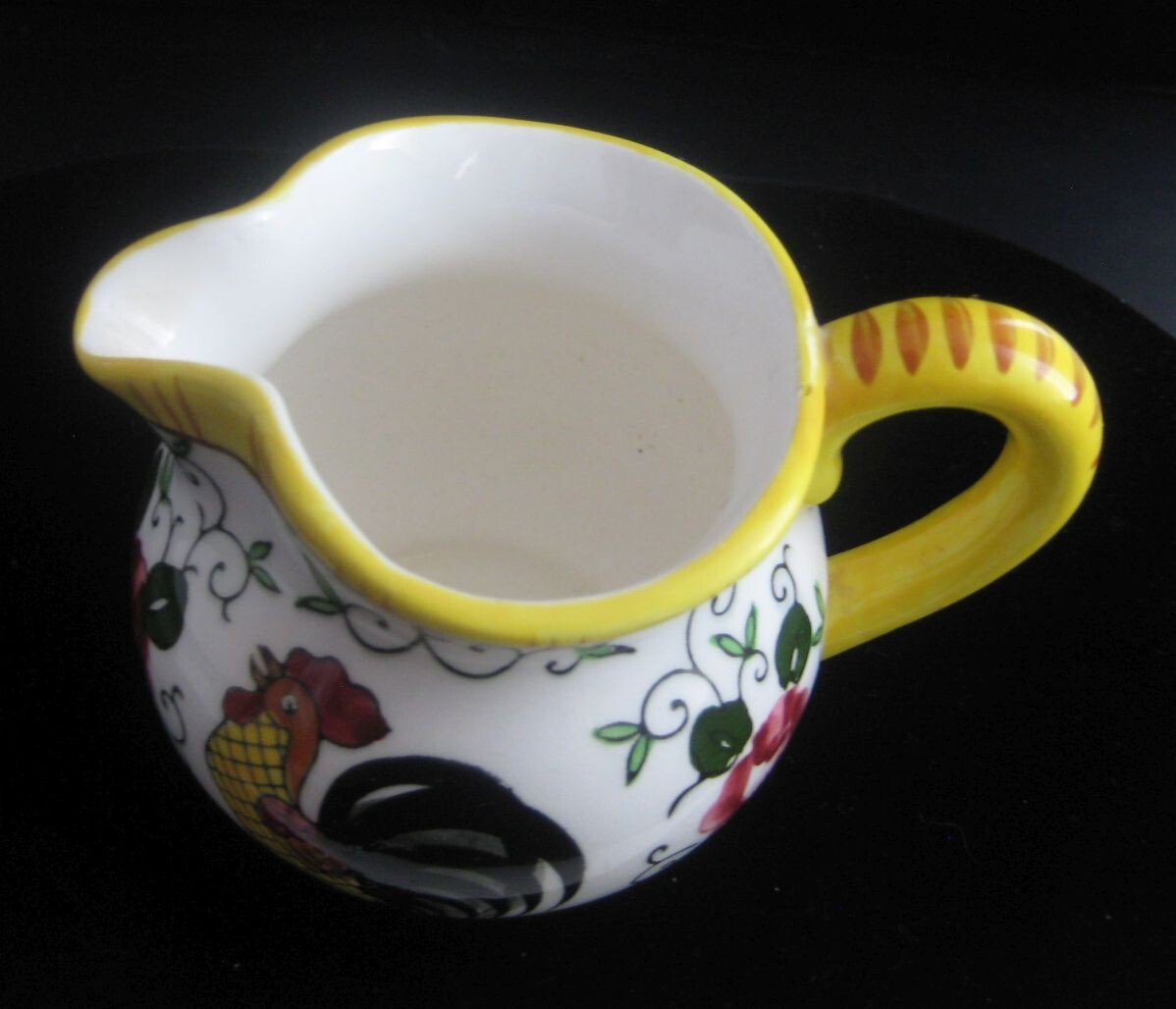 UCAGCO Ceramics Japan Rooster & Roses Creamer PY eBay