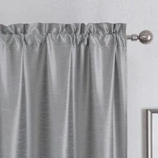 Chic Uptown Silver Grey Room Darkening Kitchen Curtains, 2 Panels, 30x45 Inch