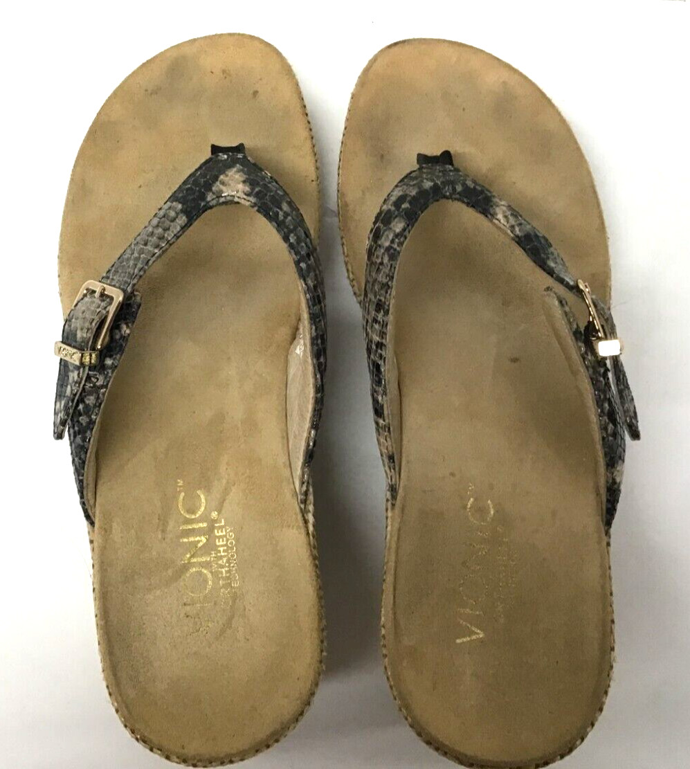 Vionic Polina Snakeskin Raffia Platform Wedge Hee… - image 3