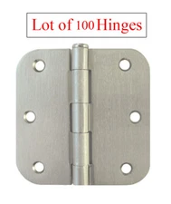 100 Satin Nickel 3.5" X 3.5" in w 5/8" Radius Round Door Hinges Interior Brushed
