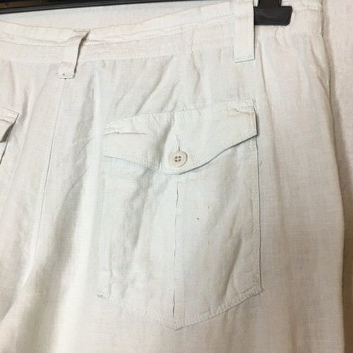 M&S Linen Trousers Pale Grey Wide Crop Drawstring Holiday Casual Beach Size 34W - Picture 12 of 16
