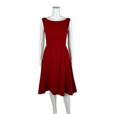 Vintage 60s Red Dress Women's XS Fit And Flare Boatneck Solid Wool Cocktail  | eBay