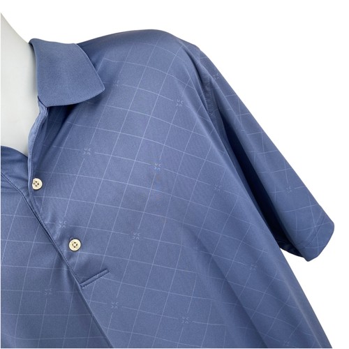 Mens Polo Golf Shirt Size Large* Slate Blue Short Sleeve 3 Button Polyester - Picture 7 of 11