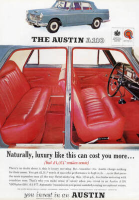 Austin A110 Automobile - Vintage Advertising 1963 Historic Old Photo