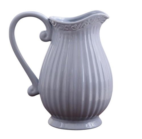 Pastel Krug Keramik Kanne Karaffe Blumenvase Vase Milchkrug rosa weiß grau - Bild 8 von 17