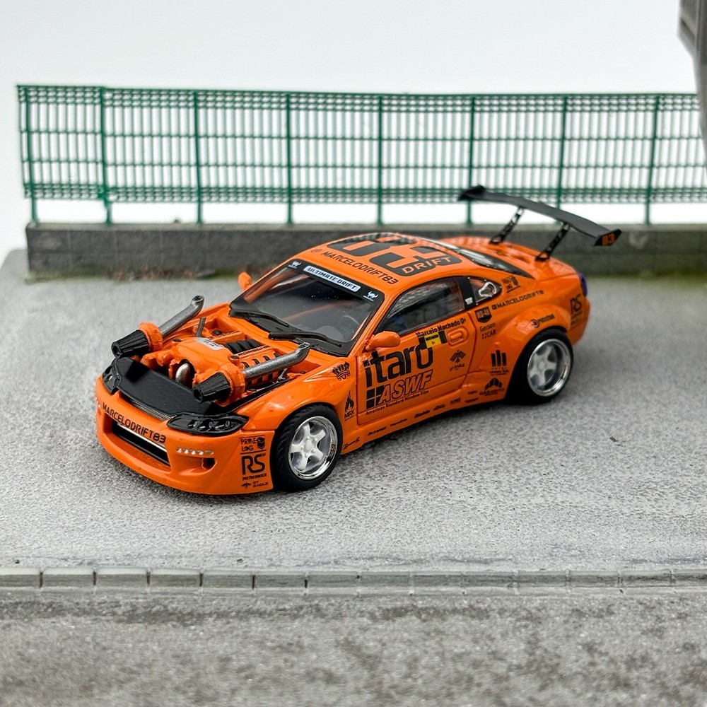 YS 1:64 JDM Orange Silvia S15 4.0 V8 Racing Sports Model Diecast Metal Car