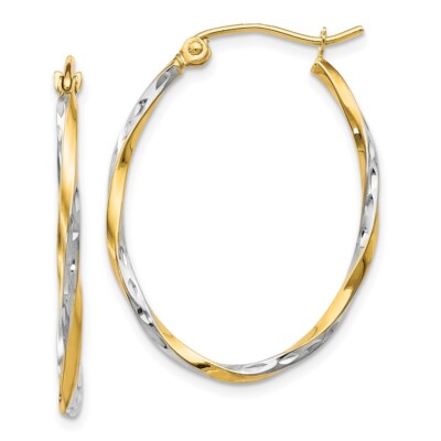 10 Karat Gelbgold mit Rhodium ovale Klapp Creolen Geschenk für Mutter
