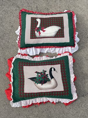 Vintage Canadian Goose Geese Swan White BIG throw pillows 3D Puff OOAK  blt4j2
